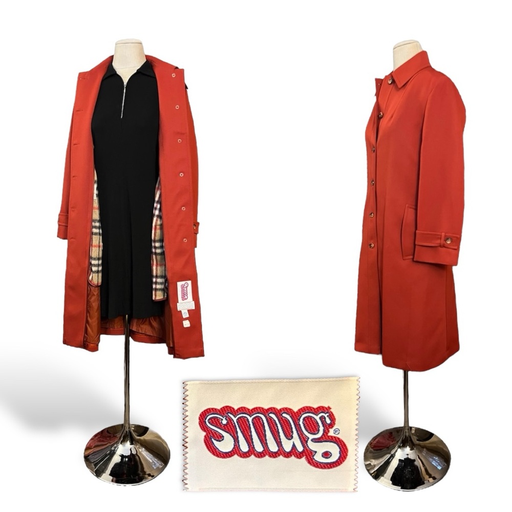 Burnt Orange Knee Lengthe Trench Coat 1970s Vintage Smug Preppy Hippie Retro